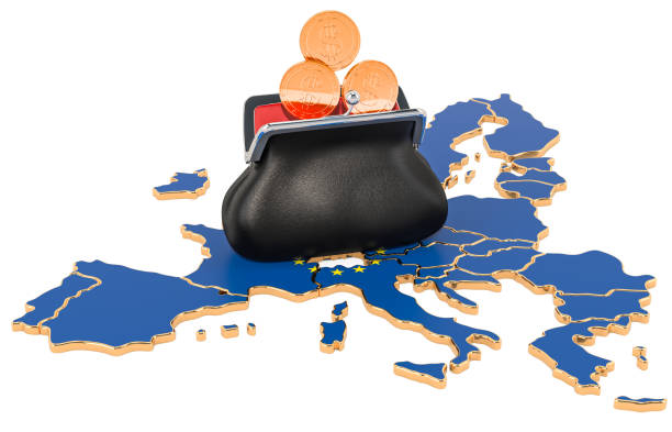 bank-, investitions-oder finanzkonzept in der europäischen union. 3d-renderung isoliert auf weißem hintergrund - european union currency order finance currency stock-fotos und bilder