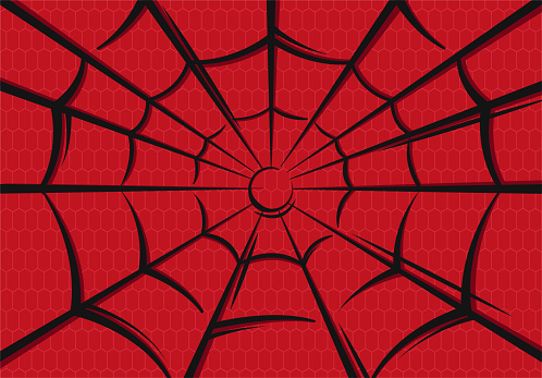 Vector illustration of spider-man web background image on red background