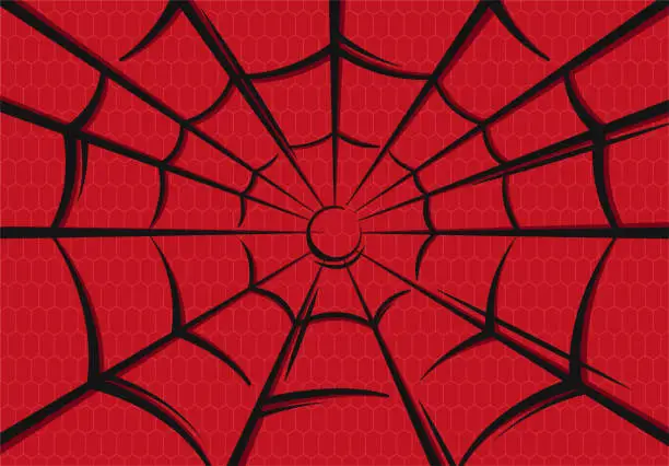 Vector illustration of Vector illustration of spider-man web background image on red background