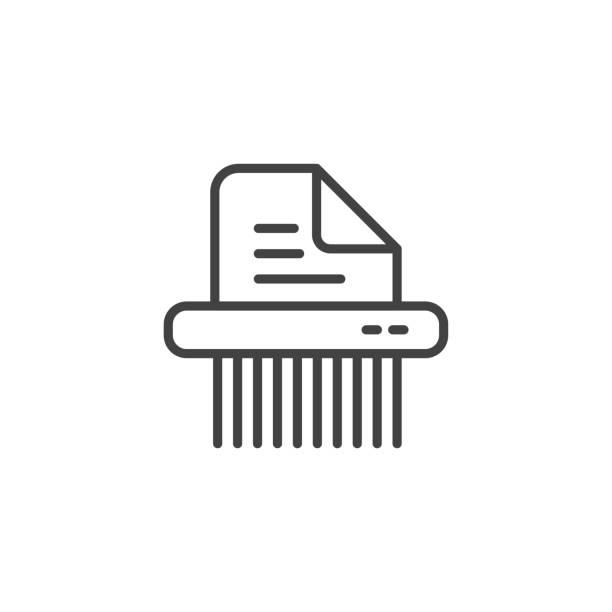 ilustrações de stock, clip art, desenhos animados e ícones de shredder linear symbol icon - destruição