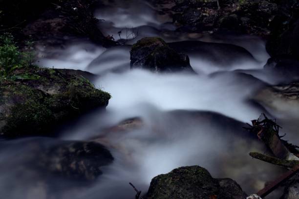 istock Macro of a long exposed running water 1146728609