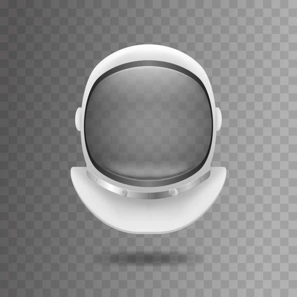realistischer 3d detaillierter white cosmonaut helmet. vektor - space helmet stock-grafiken, -clipart, -cartoons und -symbole
