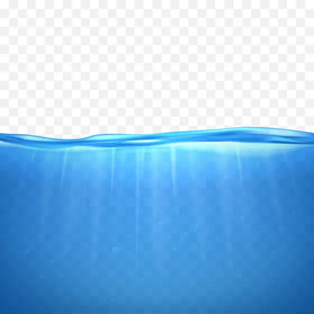 Vector illustration of Realistic 3d Detailed Transparent Underwater Background. Vector