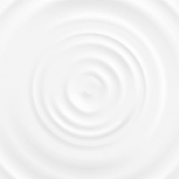 Realistic 3d Detailed White Milk Round Ripples. Vector Realistic 3d Detailed White Milk Round Ripples Top Closeup View. Vector illustration of Curved Surface Dairy Product lotion texture stock illustrations