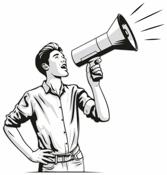 Vector illustration of Man With Megaphone