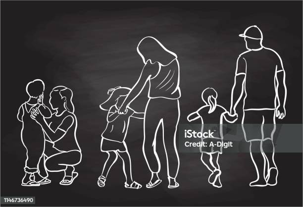 Parenting Styles Chalkboard Stock Illustration - Download Image Now - Love - Emotion, Unrecognizable Person, Chalk Drawing