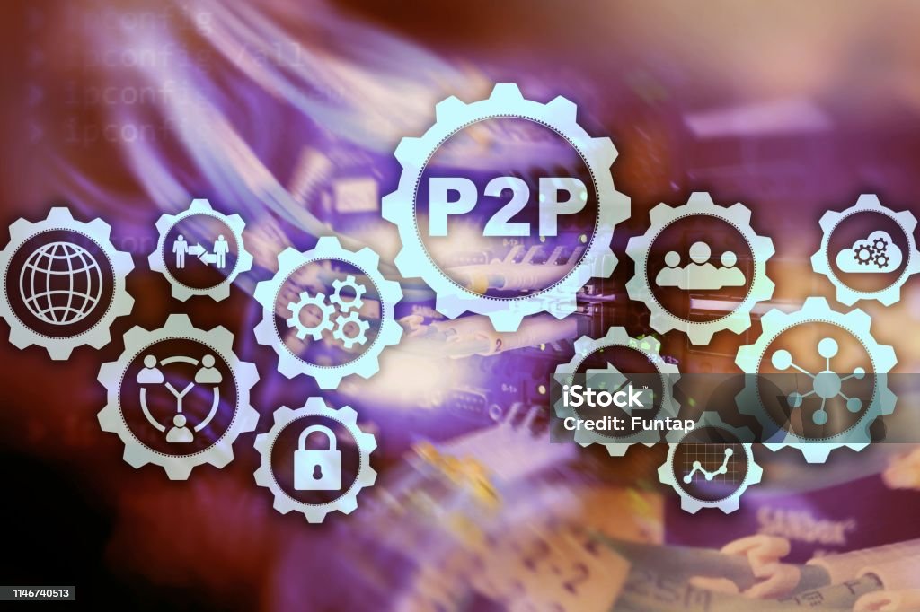 P2p Background Peer To Peer P2p On The Virtual Screen With A Server Room Background ...