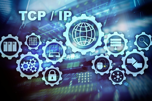 Tcp/ip networking. Transmission Control Protocol. Internet Technology concept.