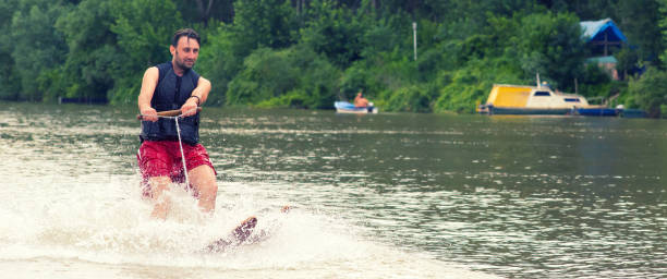 istock Water skiing on the river 1146743429