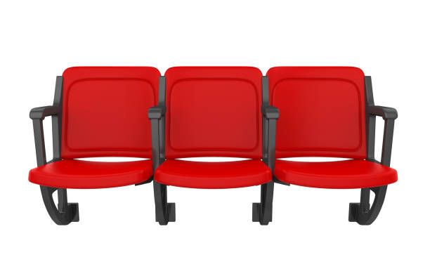 Red Stadium Seats Isolated Red Stadium Seats isolated on white background. 3D render bleachers stock pictures, royalty-free photos & images
