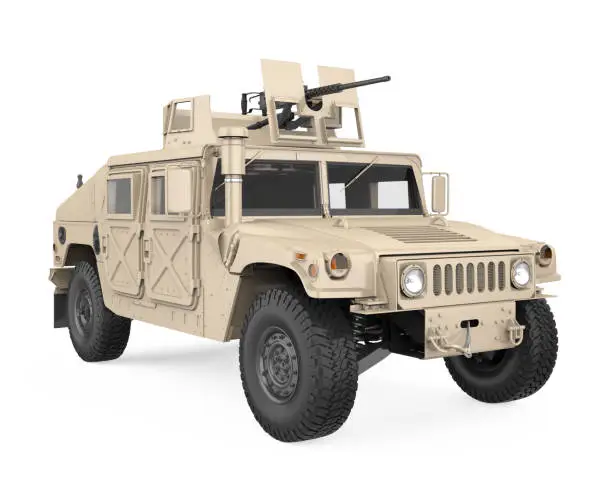 Humvee High Mobility Multipurpose Wheeled Vehicle isolated on white background. 3D render