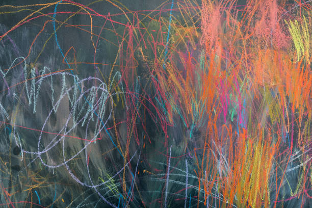 abstract on the blackboard panel wall painted by kids, abstract, colorful scribbles tablica stock pictures, royalty-free photos & images