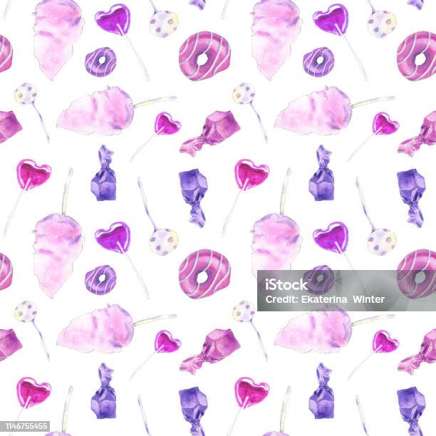 Pink Sweets Pattern Stock Illustration - Download Image Now - Candy, Sweet Food, Art