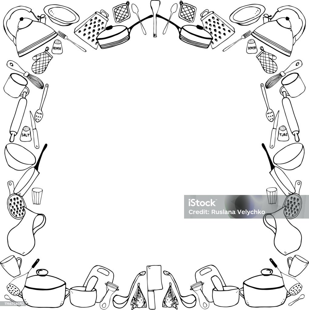 Frame Cook Kitchenware Cook Frame Stock Illustration - Download Image Now ...