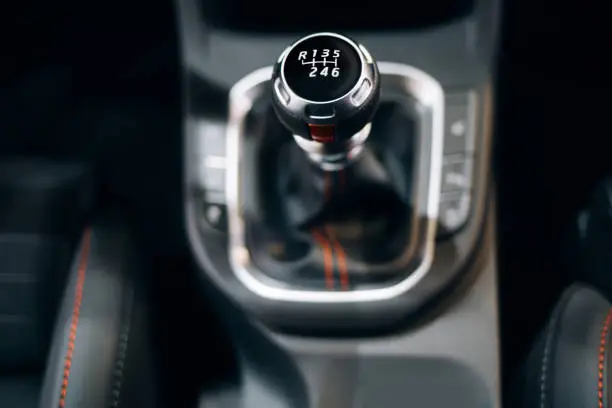 Photo of Manual gearbox handle in the modern car