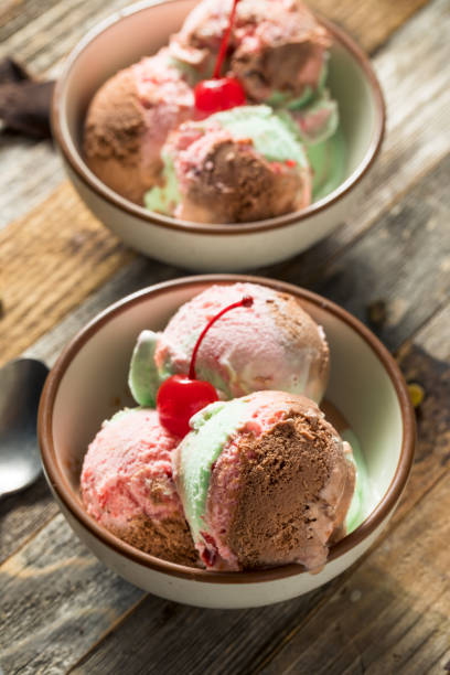 Sweet Spumoni Ice Cream with Cherry Pistachio and Chocolate