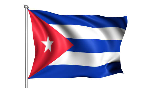 istock flag of Cuba with fabric structure in the wind 1146761642