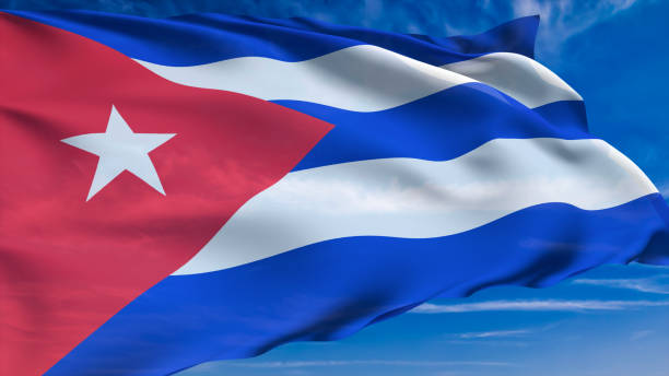 istock flag of Cuba with fabric structure against a cloudy sky 1146761649