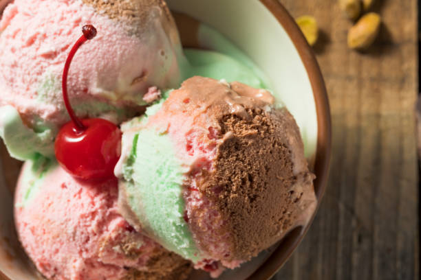 Sweet Spumoni Ice Cream with Cherry Pistachio and Chocolate
