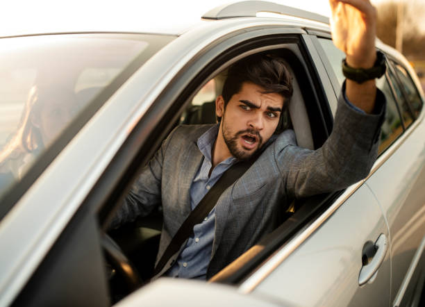 istock Nervous young man got stuck in traffic 1146766715