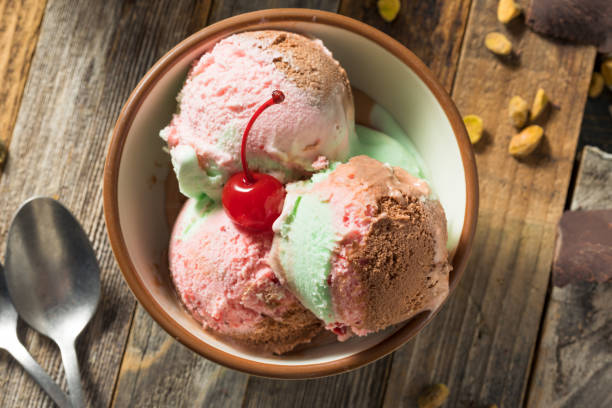 Sweet Spumoni Ice Cream with Cherry Pistachio and Chocolate