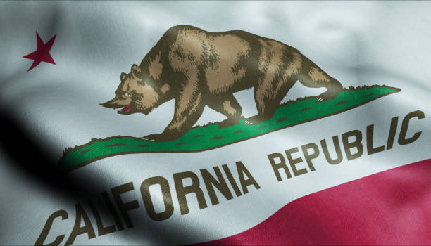 State of California Waving Flag in 3D