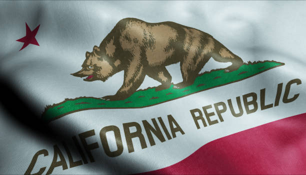 State of California Waving Flag in 3D stock photo
