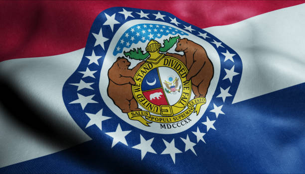 State of Missouri Waving Flag in 3D stock photo
