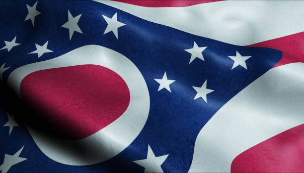 State of Ohio Waving Flag in 3D stock photo