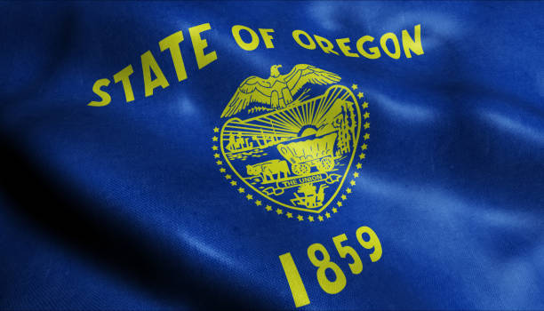 istock State of Oregon Flag in 3D 1146770364