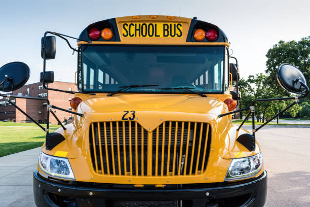 istock Front view of yellow school bus 1146770369