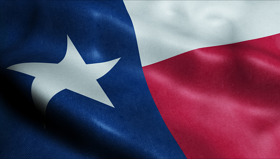 3D Illustration of a waving flag of Texas
