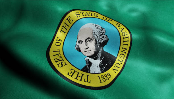 istock State of Washington Flag in 3D 1146770436
