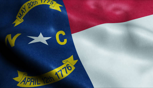 State of North Carolina Waving Flag in 3D stock photo