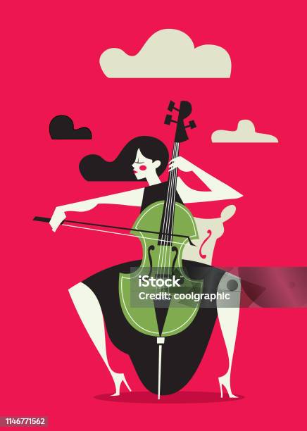 Female Cello Player Stock Illustration - Download Image Now - Cello, Women, One Woman Only