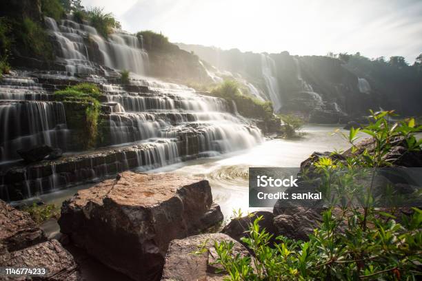 Beautiful Pongour Waterfall At Vietnam Stock Photo - Download Image Now - Dalat, Elephant, Waterfall