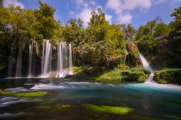 duden waterfall larga exposición - waterfall antalya turkey forest fotografías e imágenes de stock