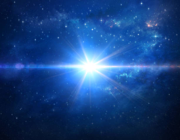 kosmischer blauer stern im weltraum - urknall stock-grafiken, -clipart, -cartoons und -symbole