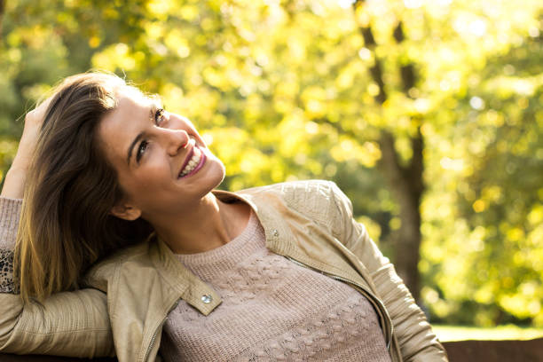 istock Woman sunny nature portrait 1146779767