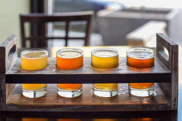 istock Closeup of beer flight at local microbrewery 1146783165