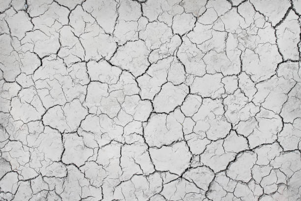 Cracked patterns of soil ground texture top view , line nature drought background