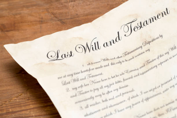 Close Up of an Old Last Will and Testament Document Close up of an old last will and testament document legacy concept photos stock pictures, royalty-free photos & images