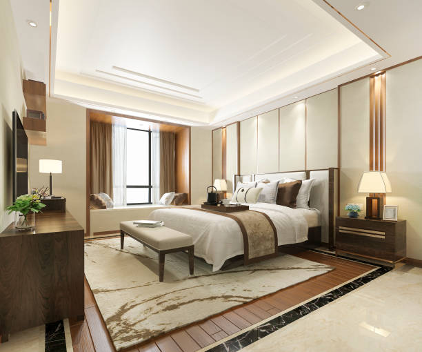 istock 3d rendering luxury modern bedroom suite in hotel 1146816320