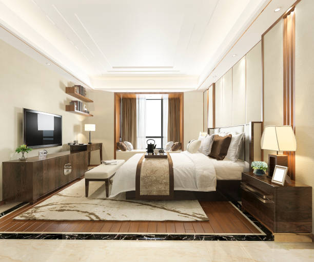 istock 3d rendering luxury modern bedroom suite in hotel 1146816322