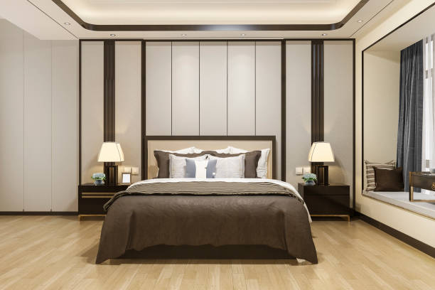 istock 3d rendering luxury modern bedroom suite in hotel 1146816324