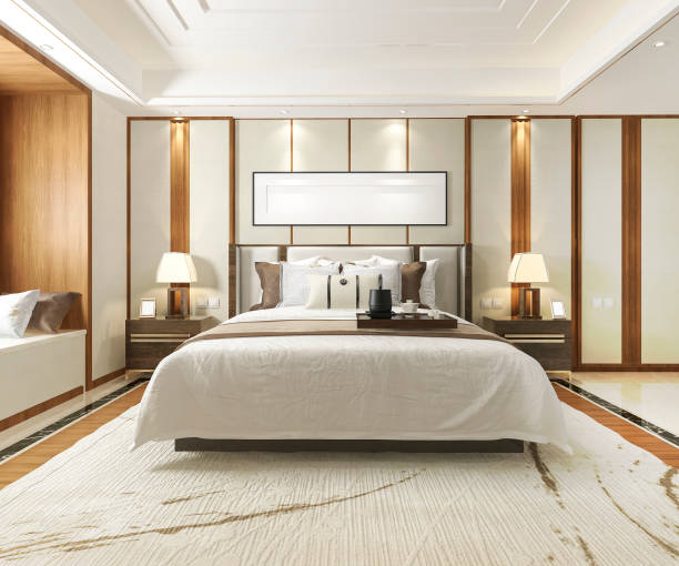 istock 3d rendering luxury modern bedroom suite in hotel 1146816327