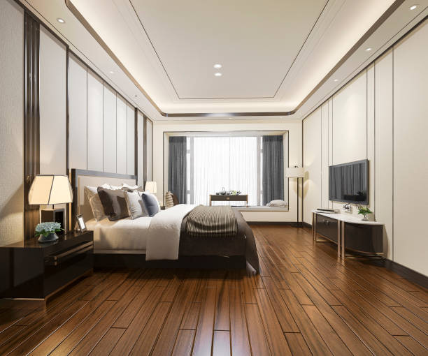 istock 3d rendering luxury modern bedroom suite in hotel 1146816339