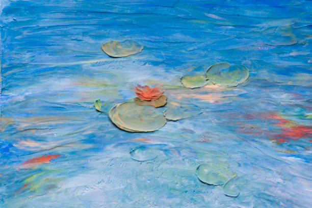 colorful and textured background: water lily in pond