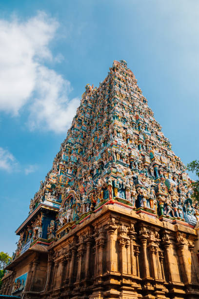 храм минакши амман в мадурае, индия - tamil nadu tamil temple amman стоковые фото и изображения