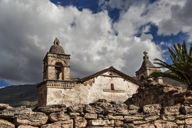 Ancient church of Peru stock photo